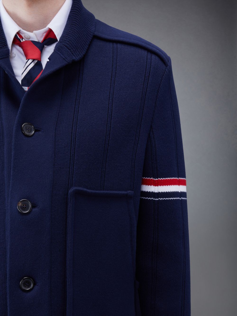 Chaquetas Thom Browne Double Face Cotton Cashmere Shawl Collar Hombre Azules | UVV89D53678
