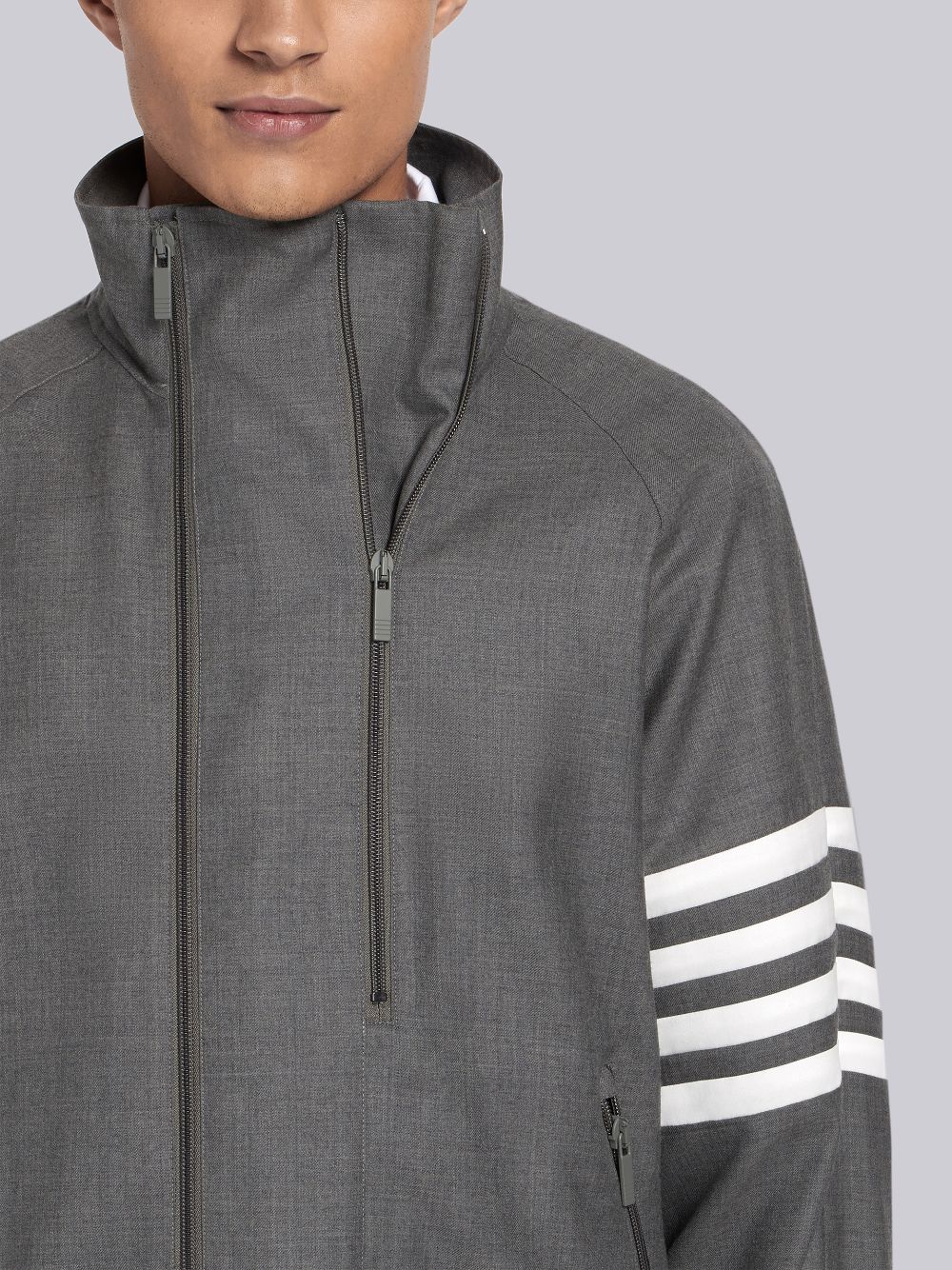 Chaquetas Thom Browne Double-zip Raglan Hombre Gris | BWR30D14052