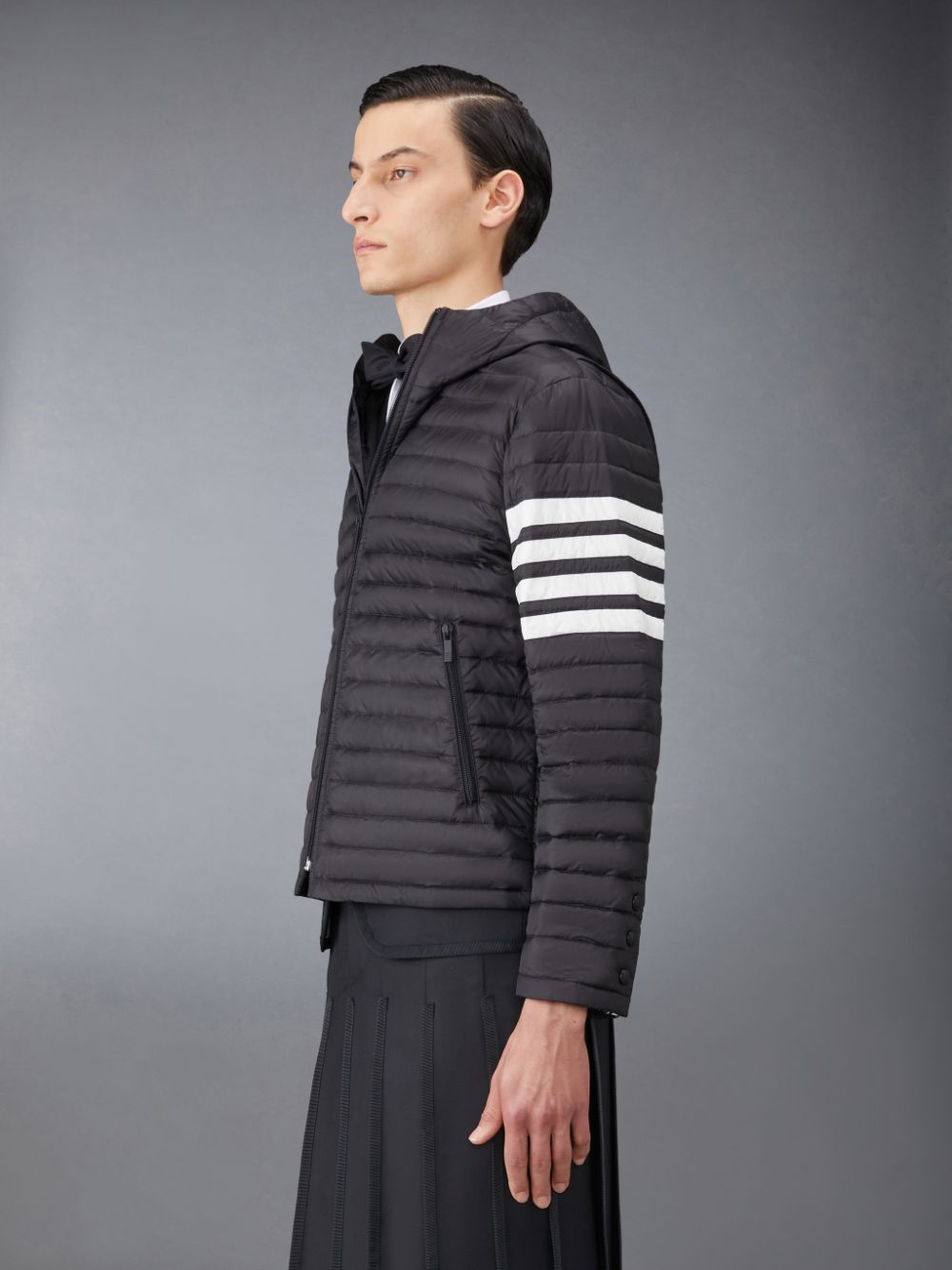 Chaquetas Thom Browne Downfilled Nylon Quilted Hooded Hombre Negras | JBD69X71468