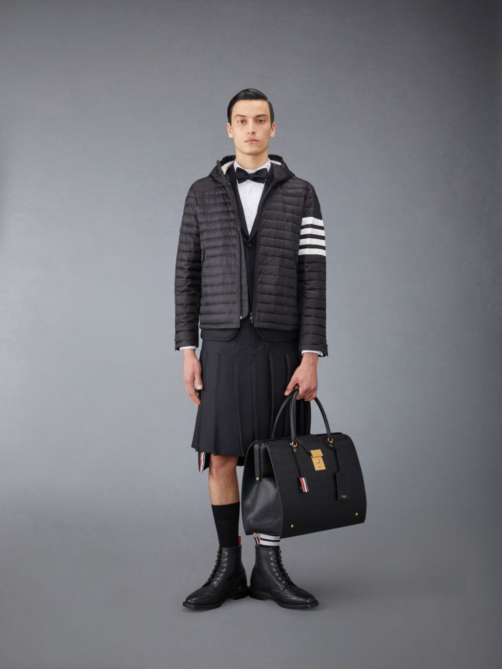 Chaquetas Thom Browne Downfilled Nylon Quilted Hooded Hombre Negras | JBD69X71468