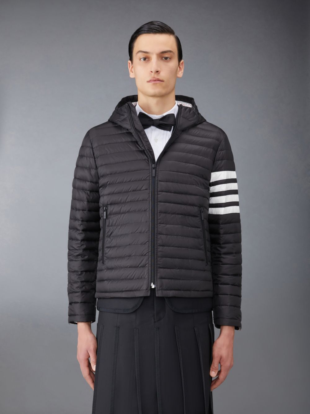 Chaquetas Thom Browne Downfilled Nylon Quilted Hooded Hombre Negras | JBD69X71468