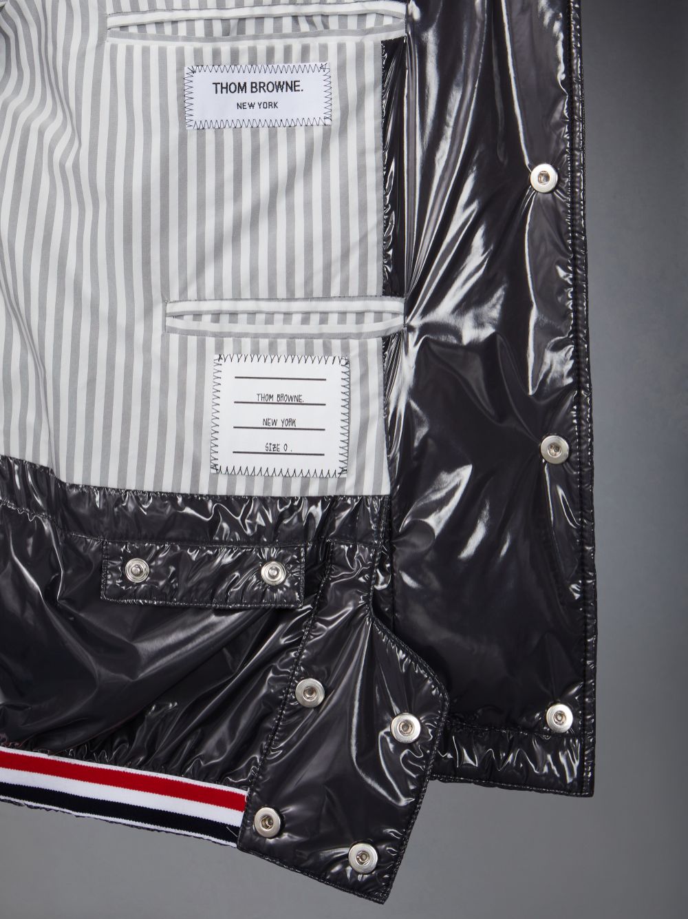 Chaquetas Thom Browne Funmix Glossy Tech Down Fill Detachable Hood Bomber Hombre Gris | FOS38R01095