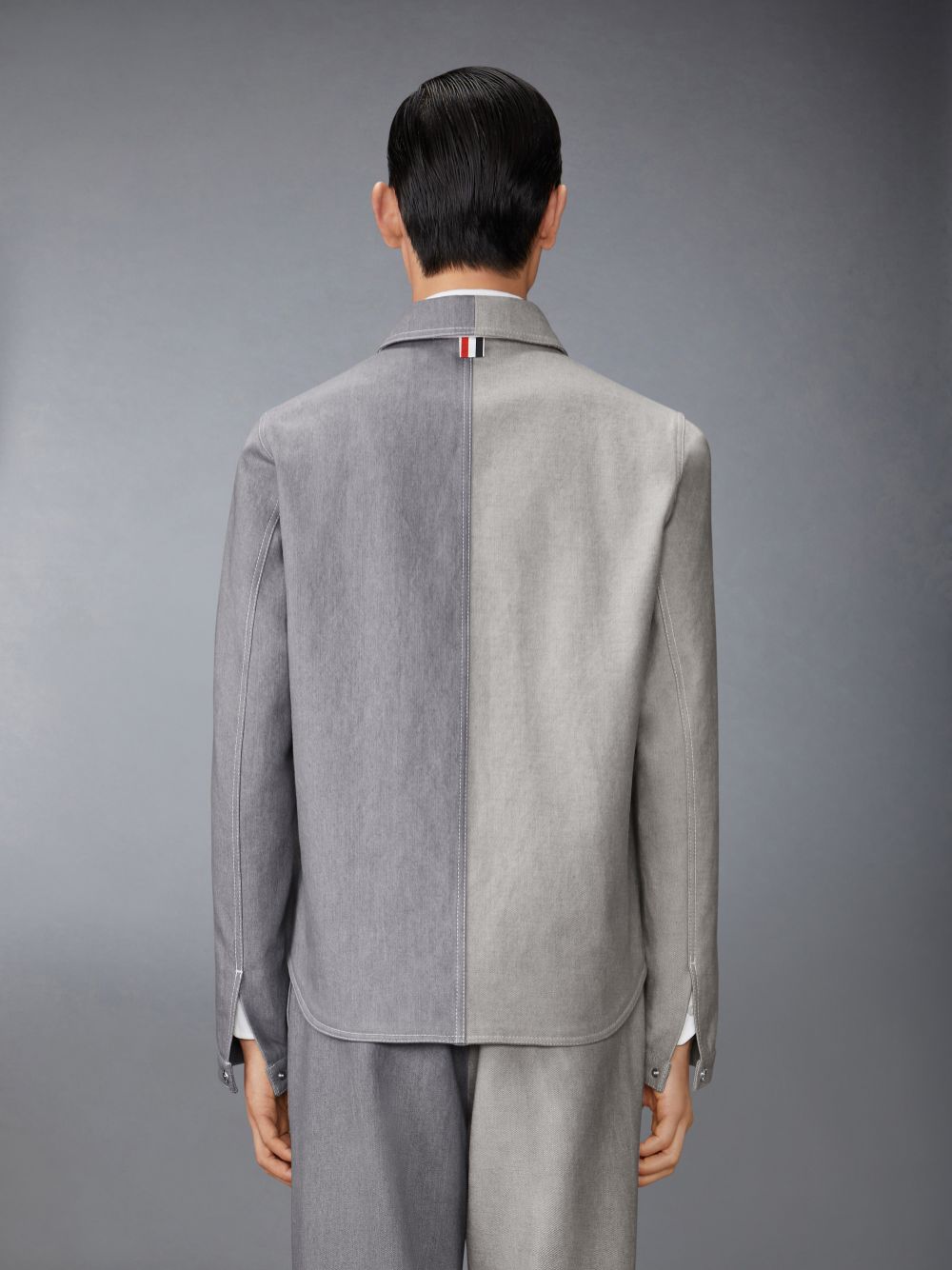 Chaquetas Thom Browne Funmix Washed Denim Contrast Topstitching Utility Patch Pocket Hombre Gris | WRT55U17218