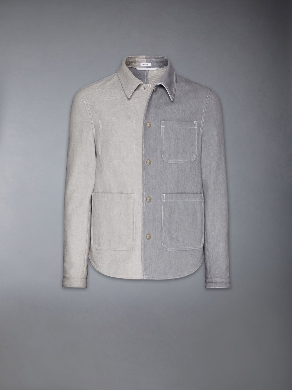 Chaquetas Thom Browne Funmix Washed Denim Contrast Topstitching Utility Patch Pocket Hombre Gris | WRT55U17218