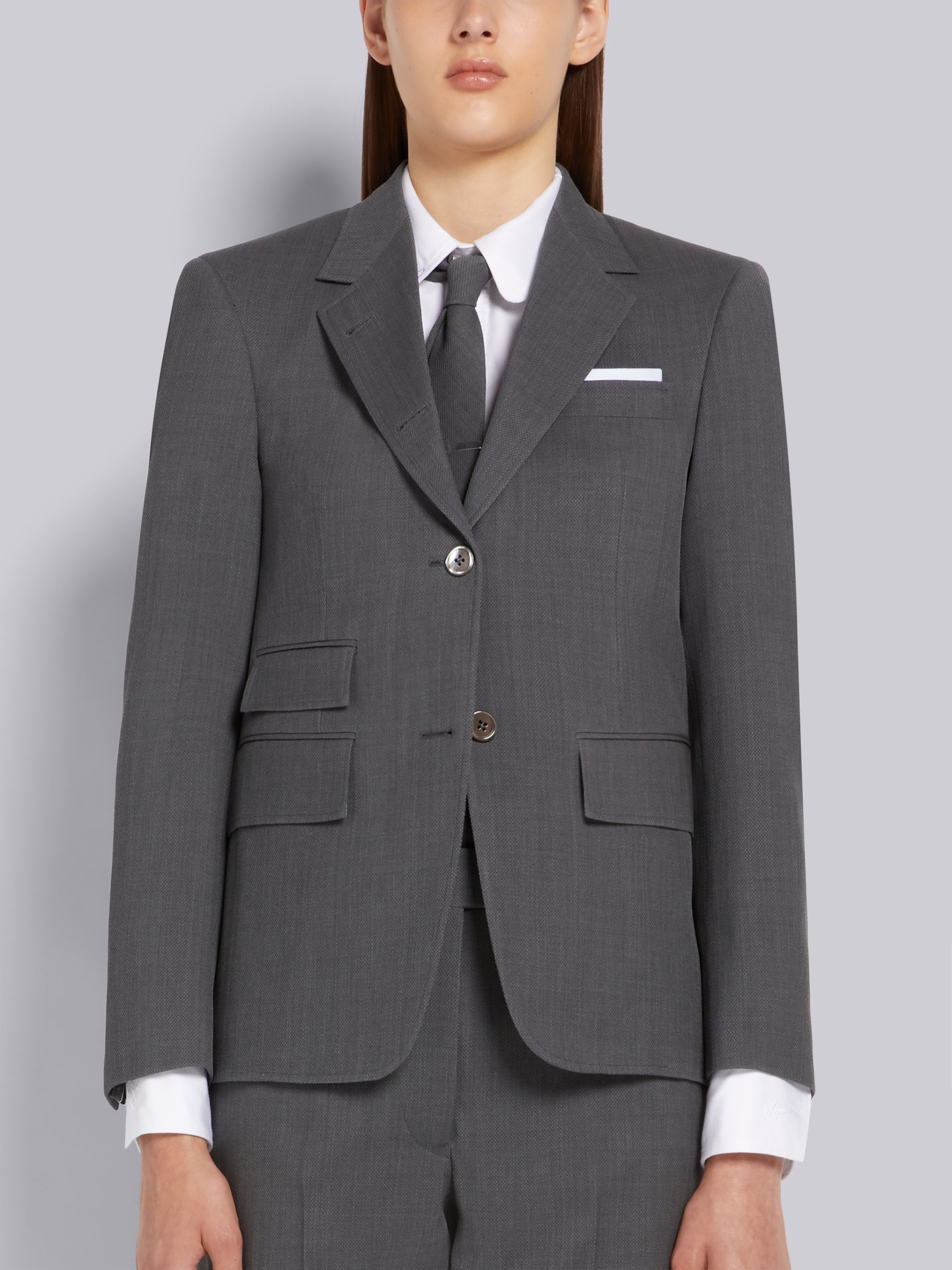 Chaquetas Thom Browne Medium Wool Pique Suiting Single Vent Mujer Gris | GPG05N37989
