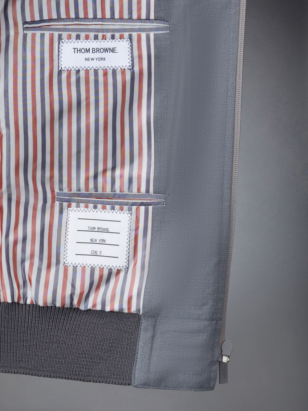 Chaquetas Thom Browne Plain Weave 4-Bar Kint Rib Blouson Hombre Gris | OJP94E25133