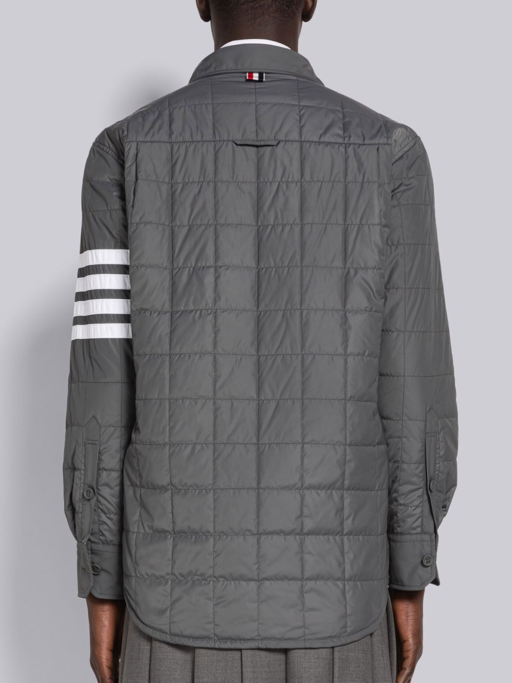 Chaquetas Thom Browne Poly Twill 4-Bar Down Shirt Hombre Gris | TMJ91K58724