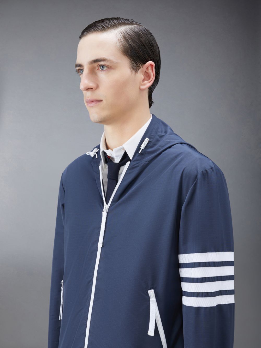 Chaquetas Thom Browne Ripstop Mesh 4-Bar Hooded Hombre Azules | NYZ24D80589