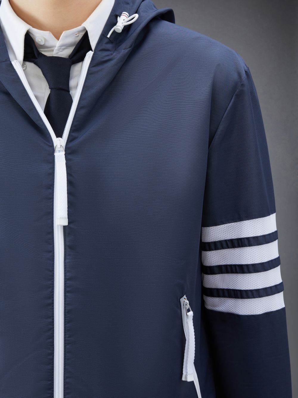 Chaquetas Thom Browne Ripstop Mesh 4-Bar Hooded Hombre Azules | NYZ24D80589