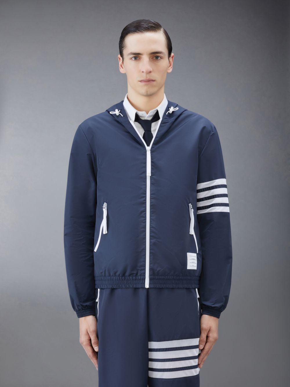 Chaquetas Thom Browne Ripstop Mesh 4-Bar Hooded Hombre Azules | NYZ24D80589