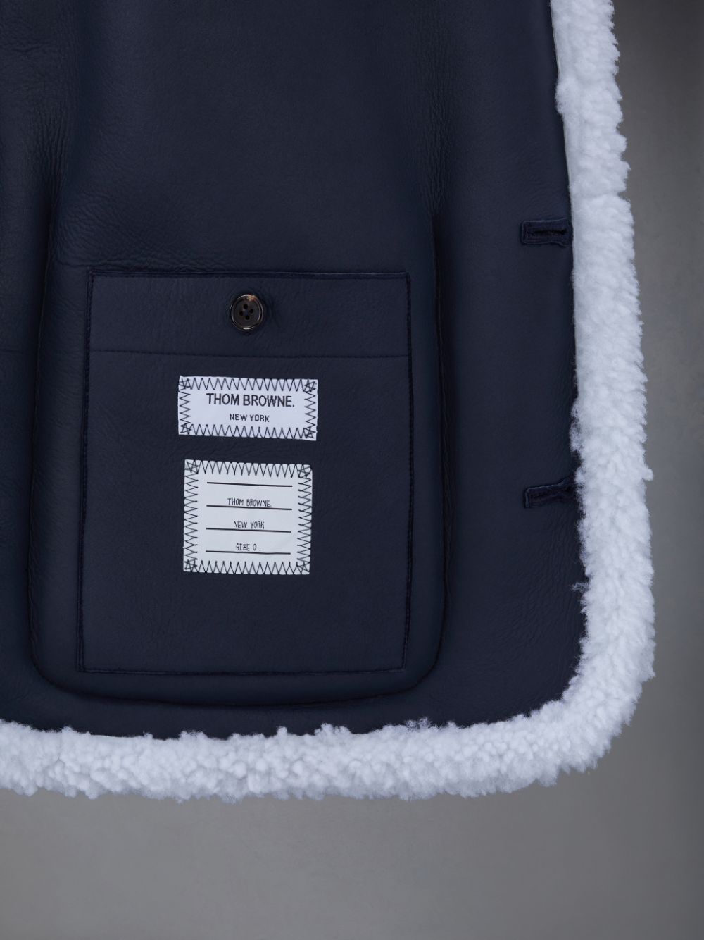 Chaquetas Thom Browne Shearling 4-Bar Sack Hombre Azules | VJS43Z08939