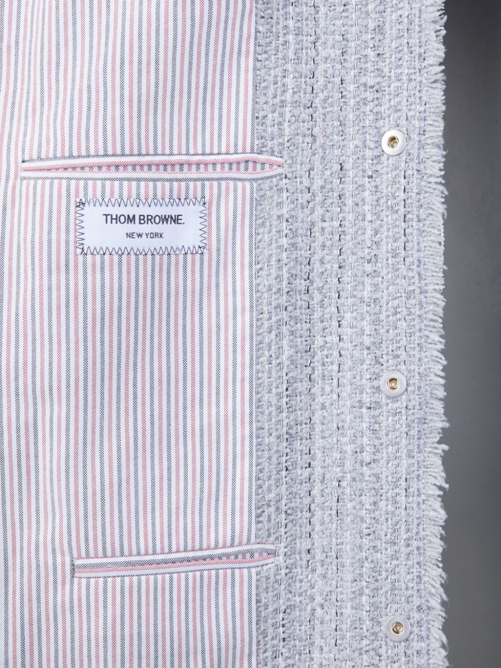 Chaquetas Thom Browne Tweed Fray 4-Bar Shirt Hombre Gris | ZGN49P18683