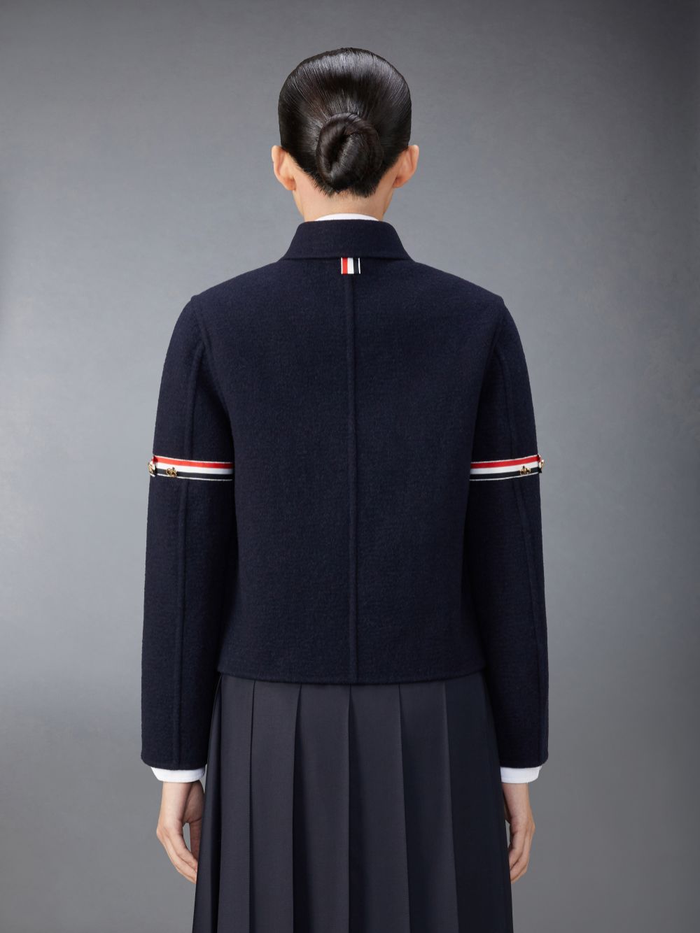Chaquetas Thom Browne Wool Cashmere Armband Bell Sleeve With Shearling Collar Mujer Azules | LGC23X32671