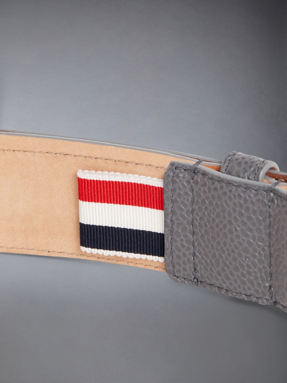 Cinturones Thom Browne Dark Pebble Grain Leather 4-Bar Applique Classic Hombre Gris | GLB34M15272