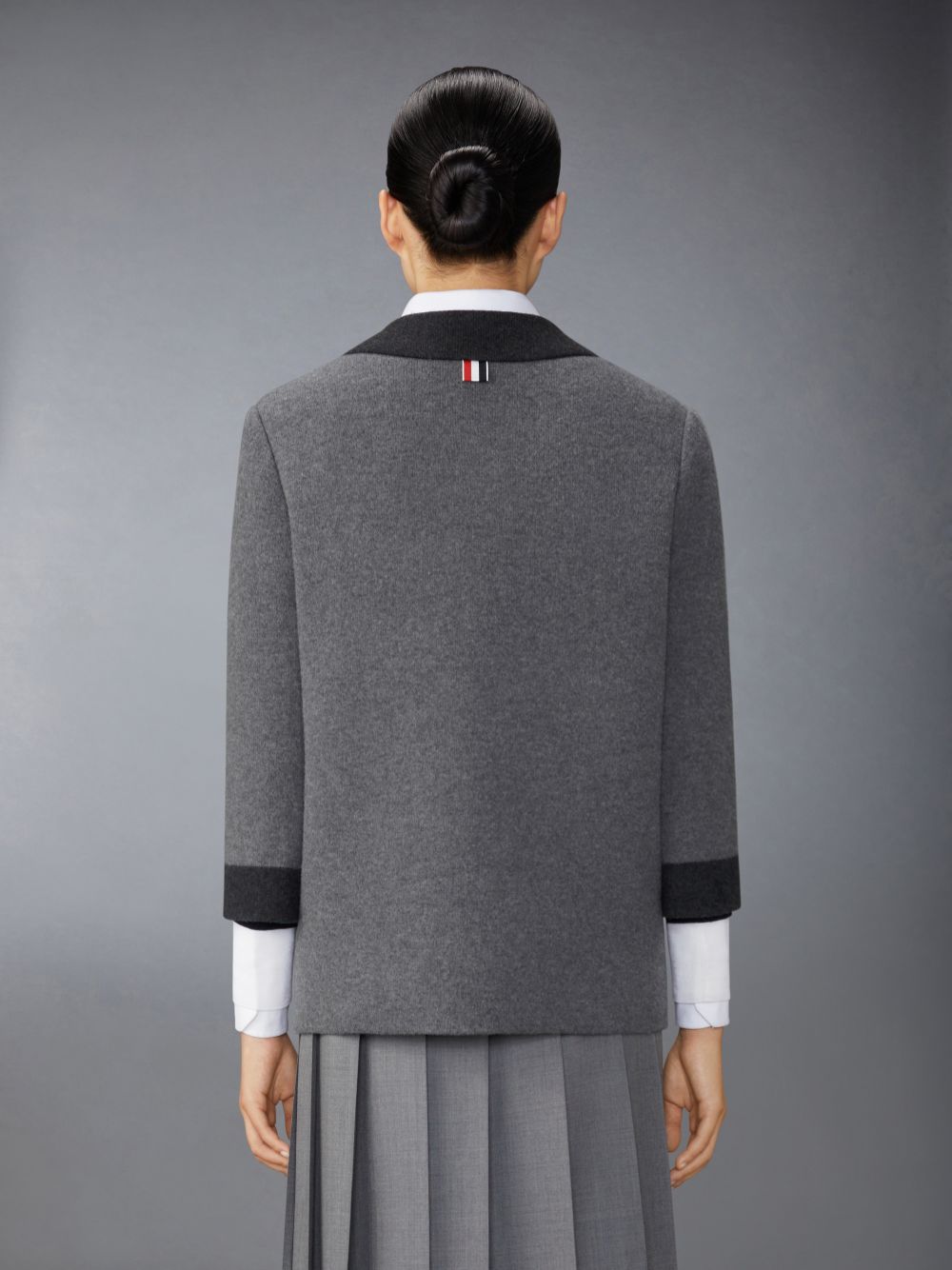 Cárdigan Thom Browne Boiled Merino Wool Double Face Stitch Mujer Gris | PHU13N14784