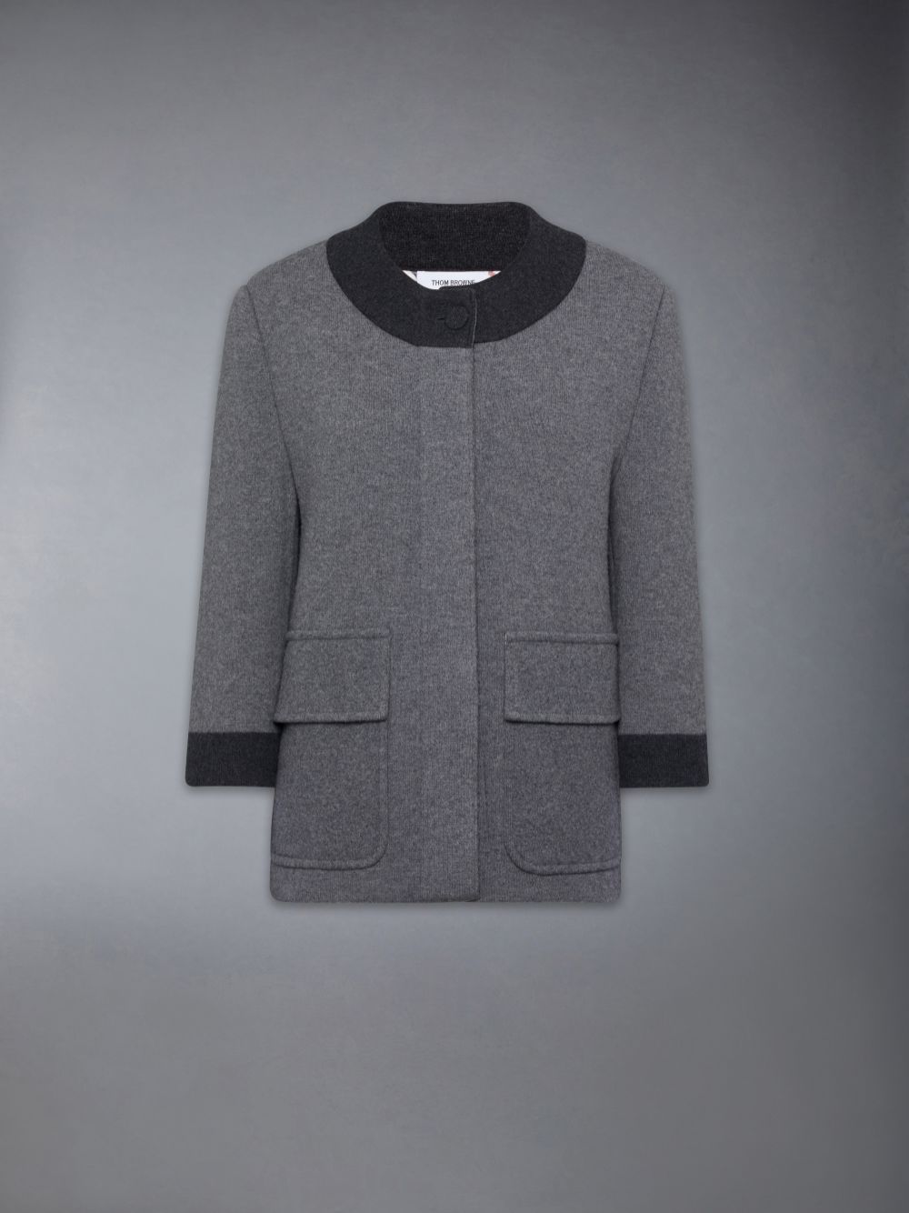 Cárdigan Thom Browne Boiled Merino Wool Double Face Stitch Mujer Gris | PHU13N14784