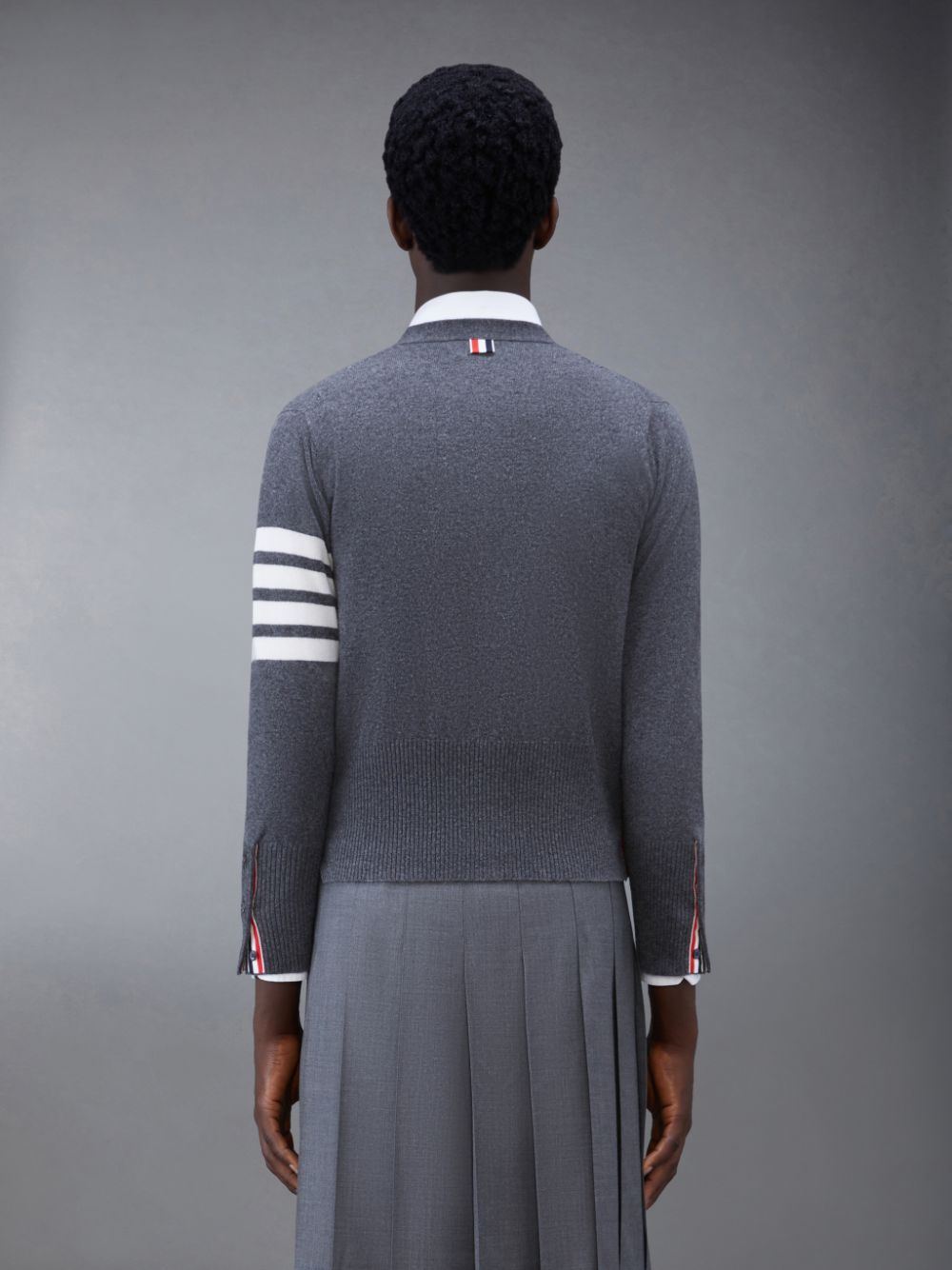 Cárdigan Thom Browne Cashmere 4-Bar Classic V-Neck Hombre Gris | LBD84L20046