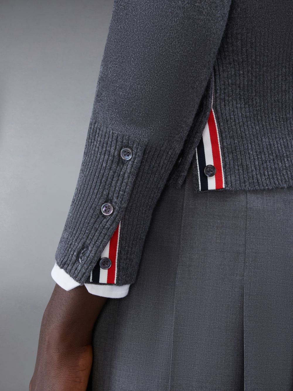 Cárdigan Thom Browne Cashmere 4-Bar Classic V-Neck Hombre Gris | LBD84L20046