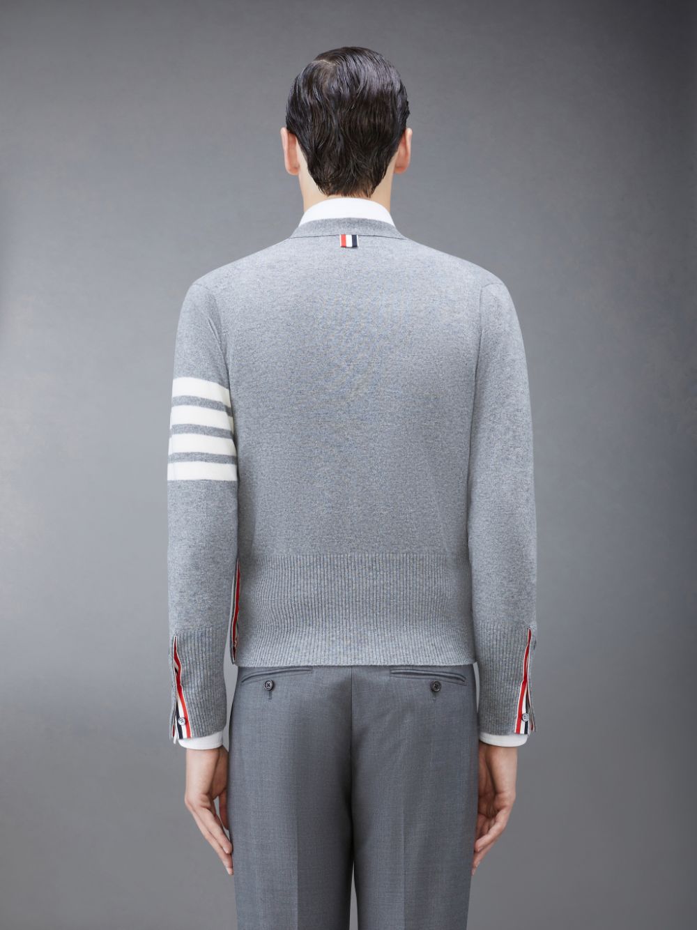 Cárdigan Thom Browne Cashmere 4-Bar Classic V-Neck Hombre Gris | VOF57I34279