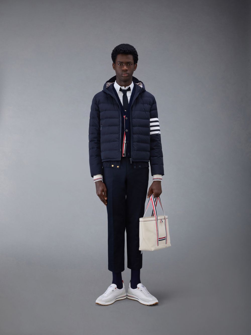 Cárdigan Thom Browne Cashmere 4-Bar Classic V-Neck Hombre Azules | CVO85S34565