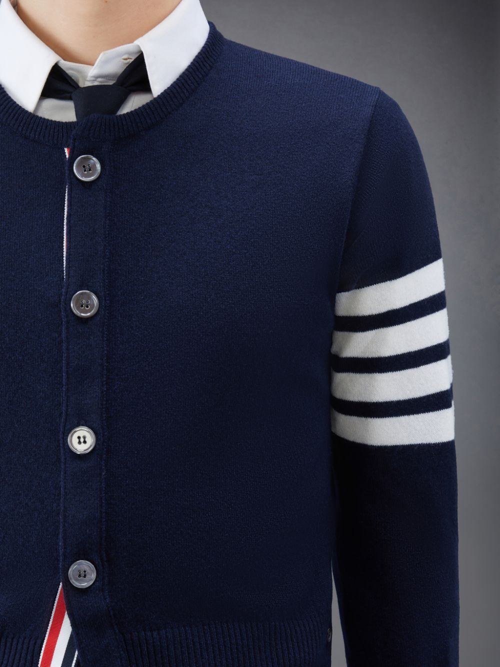 Cárdigan Thom Browne Cashmere 4-Bar Crew Neck Hombre Azules | XGS26H02378