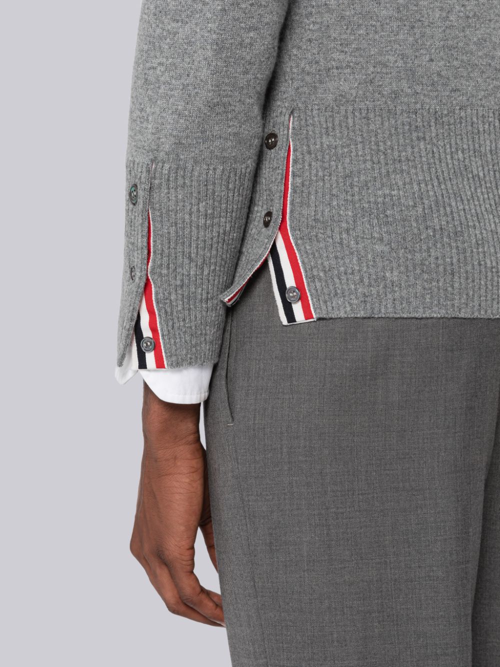 Cárdigan Thom Browne Cashmere Stripe V-Neck Hombre Gris | WXL24Y40974