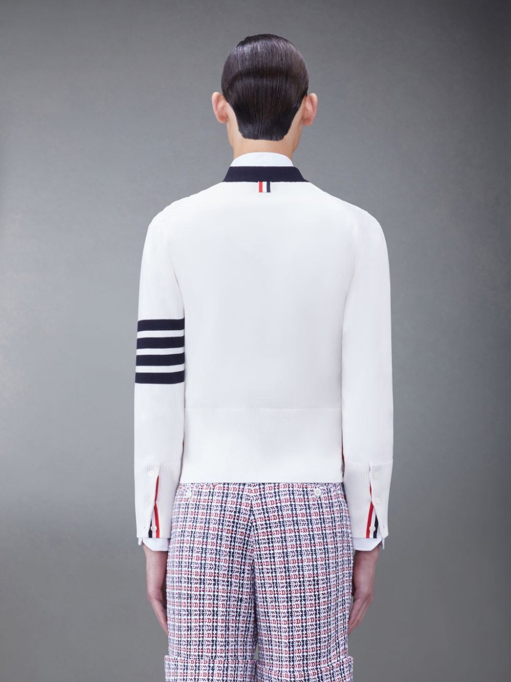 Cárdigan Thom Browne Cotton 4-Bar V-Neck Cable Hombre Blancas | IFB56J30791
