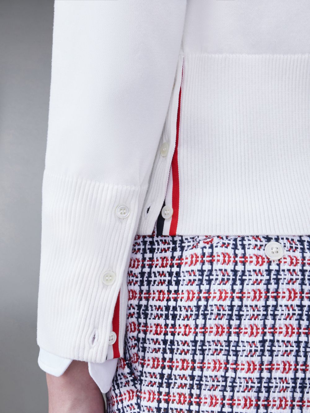 Cárdigan Thom Browne Cotton 4-Bar V-Neck Cable Hombre Blancas | IFB56J30791