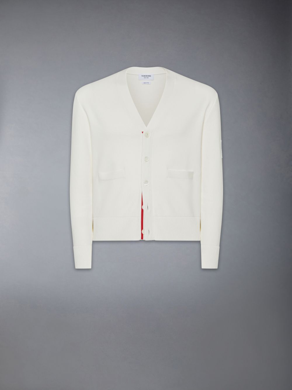 Cárdigan Thom Browne Cotton Milano Stitch Flag Patch Hombre Blancas | GPV13Y13383