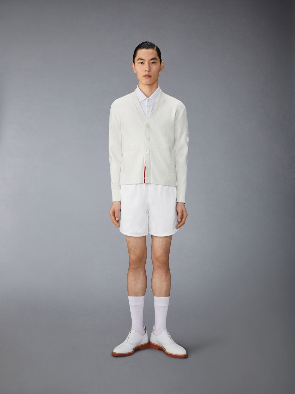 Cárdigan Thom Browne Cotton Milano Stitch Flag Patch Hombre Blancas | GPV13Y13383