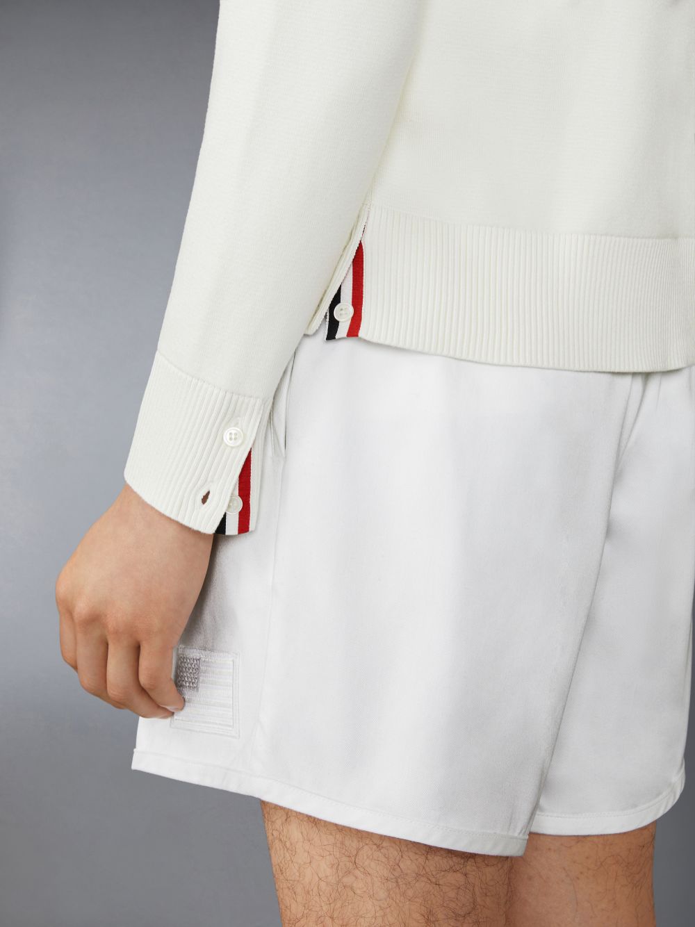 Cárdigan Thom Browne Cotton Milano Stitch Flag Patch Hombre Blancas | GPV13Y13383