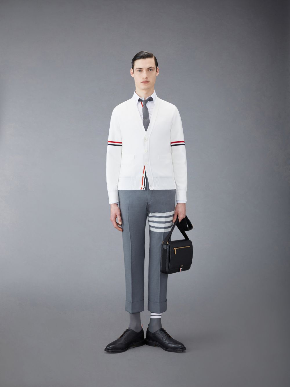Cárdigan Thom Browne Cotton Milano V-Neck Hombre Blancas | TZT60A14157