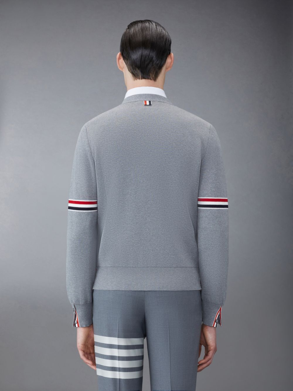 Cárdigan Thom Browne Cotton Milano V-Neck Hombre Gris | KQJ27O53236