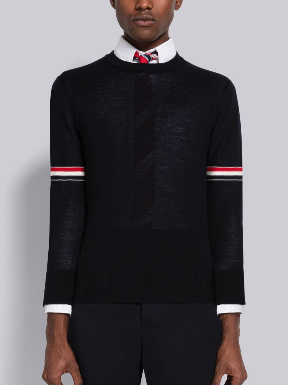 Cárdigan Thom Browne Fine Merino Stripe Relaxed Crew Neck Hombre Azules | RYB41V90901