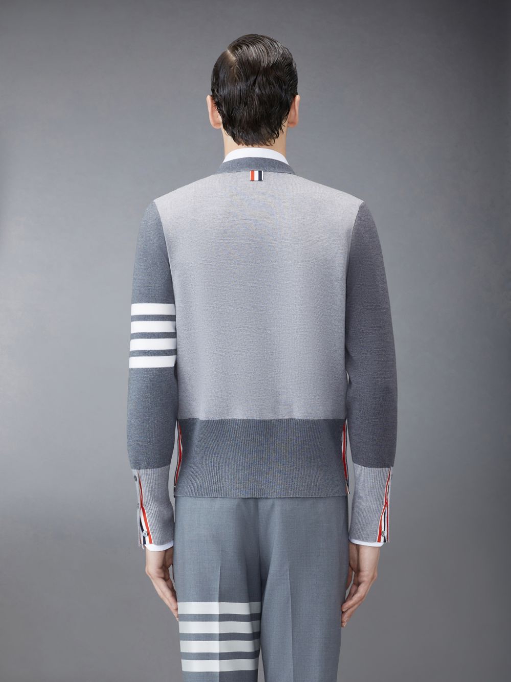 Cárdigan Thom Browne Funmix Wool V-Neck Hombre Gris | IYG83Y71577