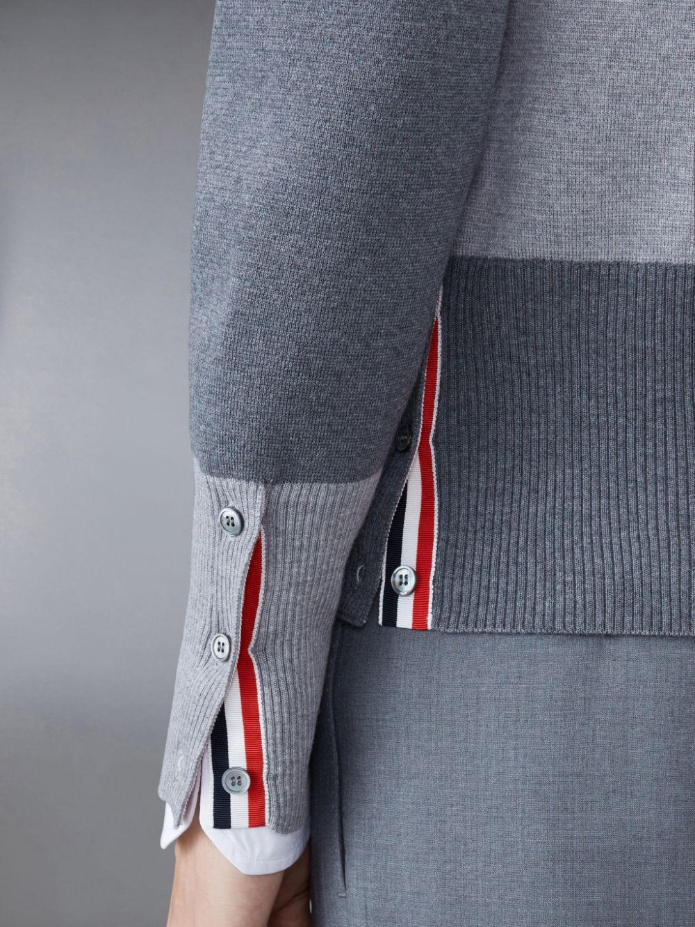 Cárdigan Thom Browne Funmix Wool V-Neck Hombre Gris | IYG83Y71577
