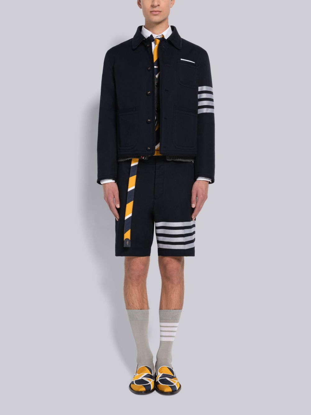 Cárdigan Thom Browne Half Stitch Cashmere Hombre Gris | CUZ14G87633