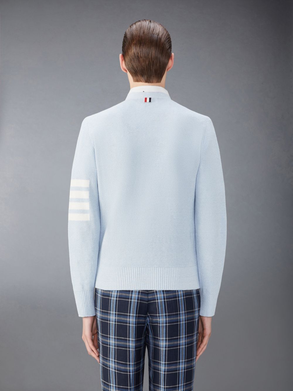 Cárdigan Thom Browne Linen Cotton 4-Bar Relaxed Fit Hombre Azules | UYO61L80571