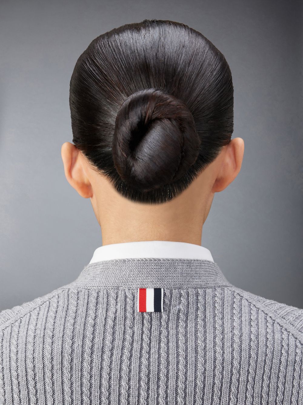 Cárdigan Thom Browne Merino Wool 4-Bar Cropped Mujer Gris | XHW15G55413