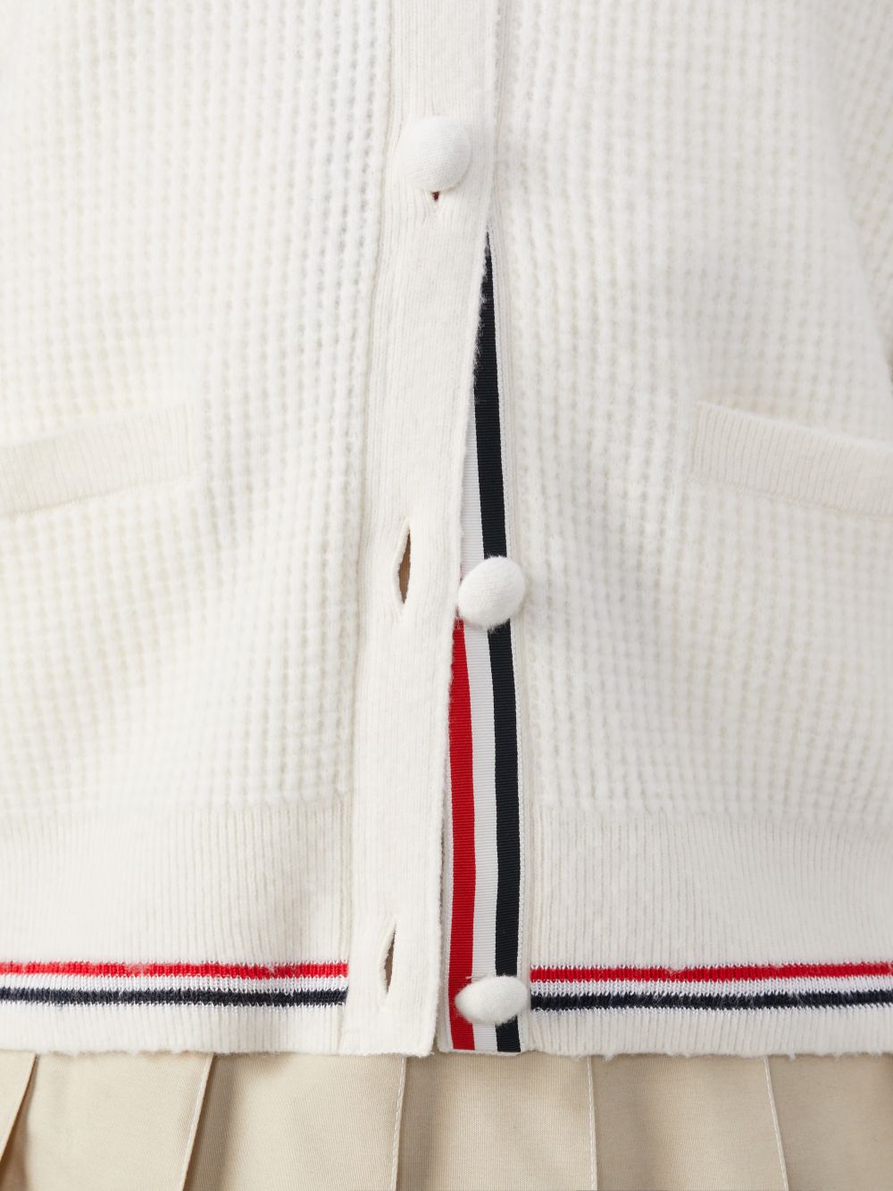 Cárdigan Thom Browne Merino Wool Brushed Tuck Stitch Polo Mujer Blancas | UCH73A25801