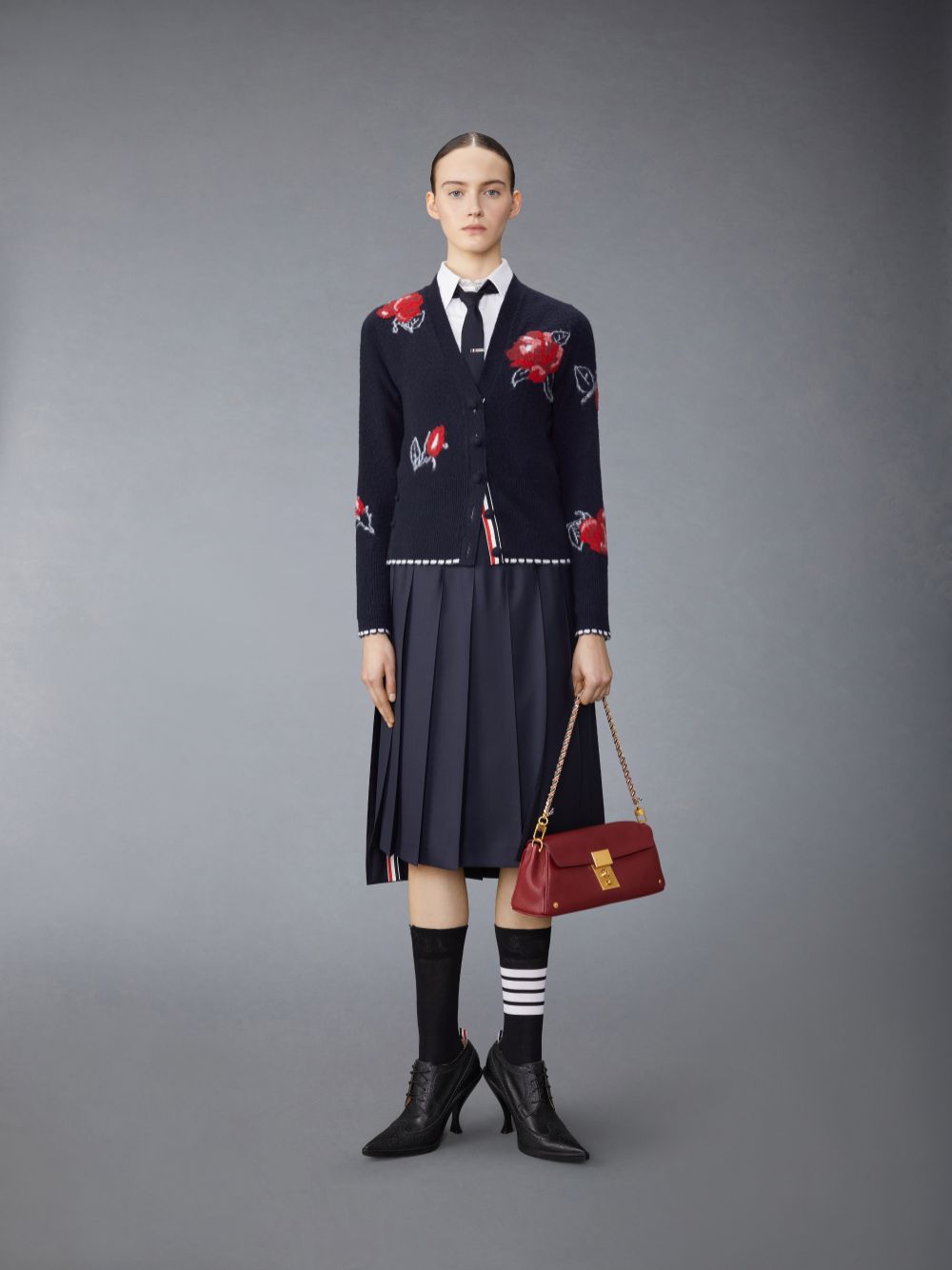 Cárdigan Thom Browne Merino Wool Brushed Rose Mujer Azules | JCU64Y42512