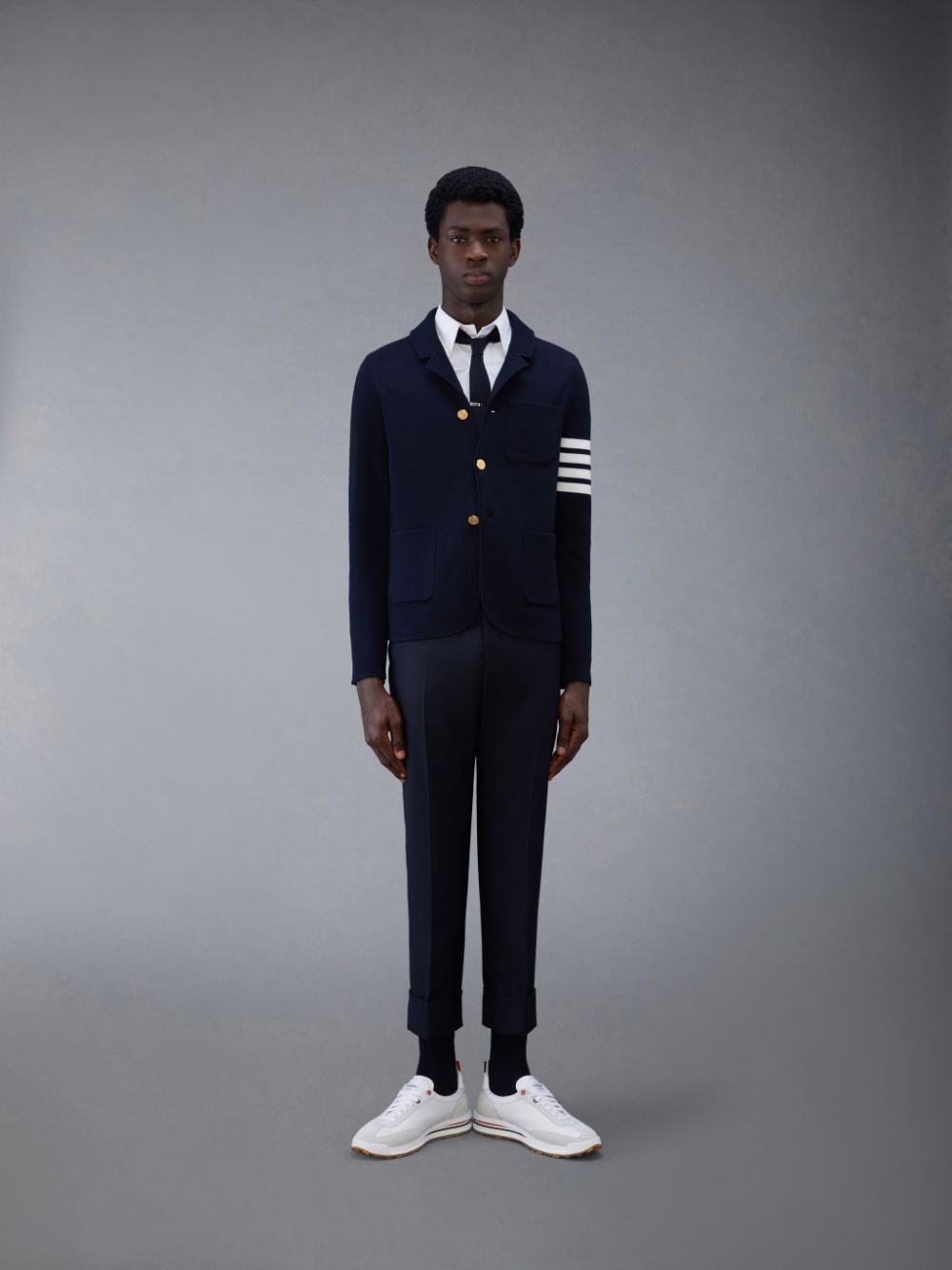 Cárdigan Thom Browne Wool 4-Bar Sport Hombre Azules | VEV75N74737