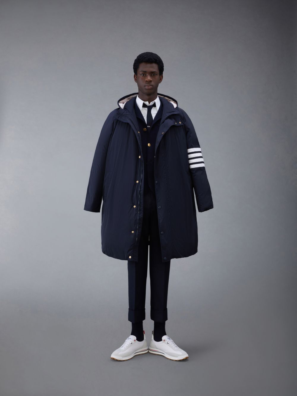 Cárdigan Thom Browne Wool 4-Bar Sport Hombre Azules | VEV75N74737