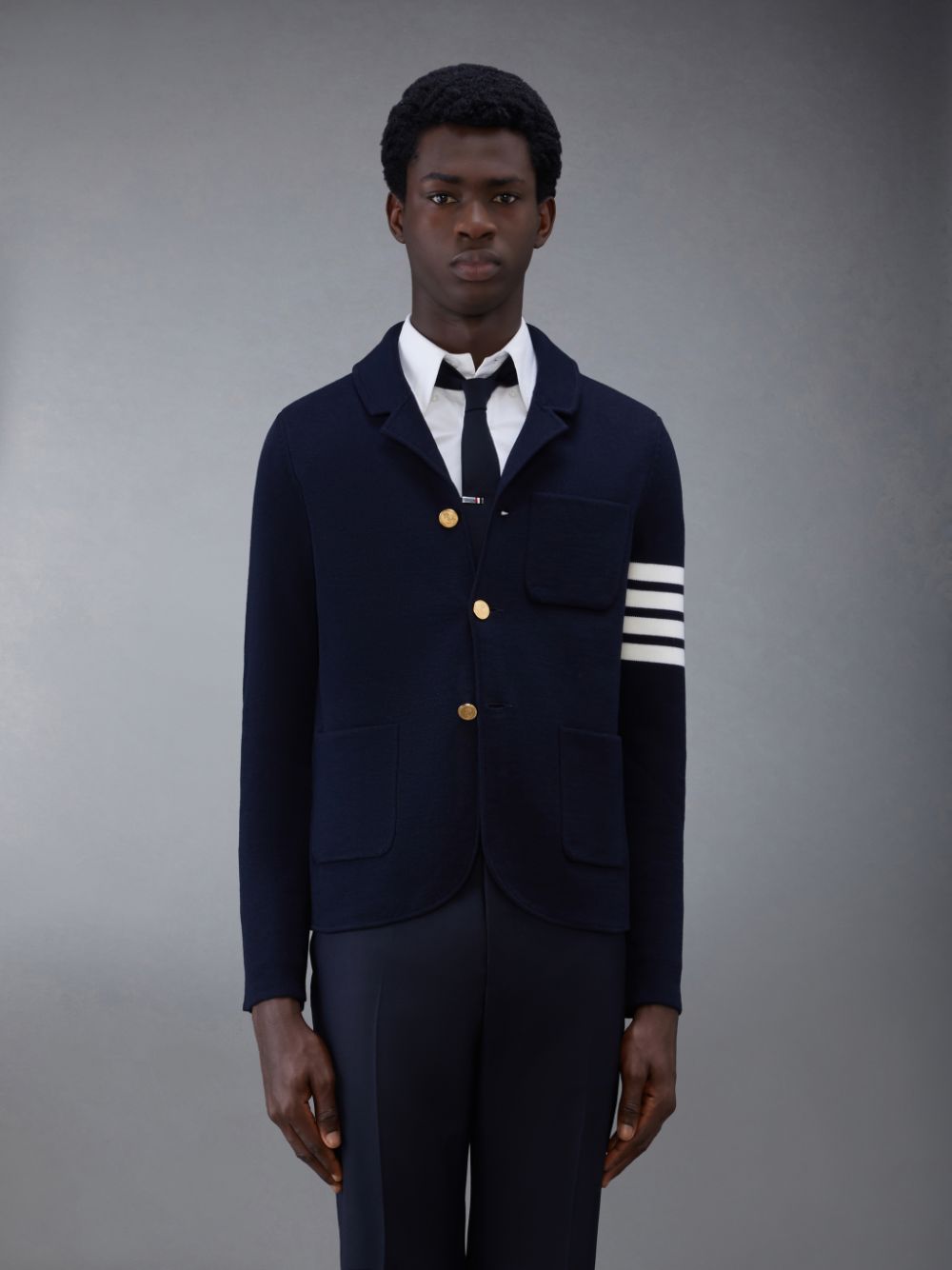 Cárdigan Thom Browne Wool 4-Bar Sport Hombre Azules | VEV75N74737