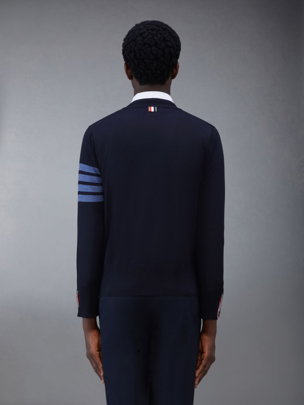 Cárdigan Thom Browne Wool 4-Bar V-Neck Hombre Azules | FJI61U91002