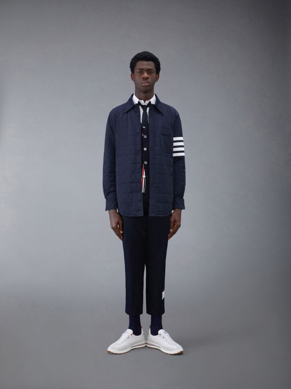 Cárdigan Thom Browne Wool 4-Bar V-Neck Hombre Azules | FJI61U91002