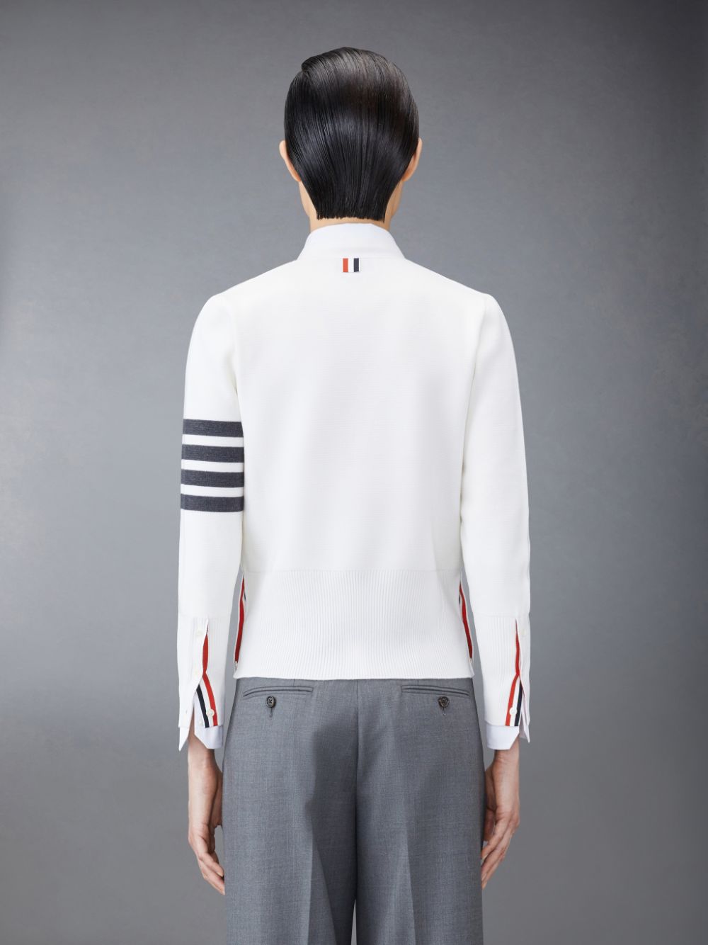 Cárdigan Thom Browne Wool 4-Bar V-Neck Mujer Blancas | LNF72D88314