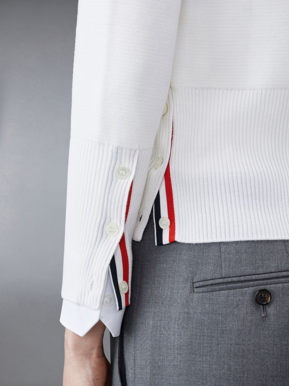 Cárdigan Thom Browne Wool 4-Bar V-Neck Mujer Blancas | LNF72D88314