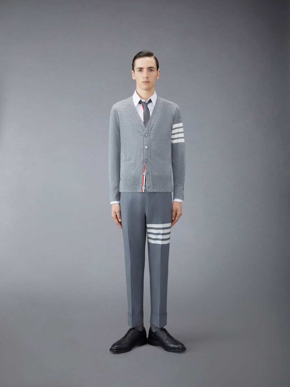 Cárdigan Thom Browne Wool Classic V-Neck Hombre Gris | BKW13L43110