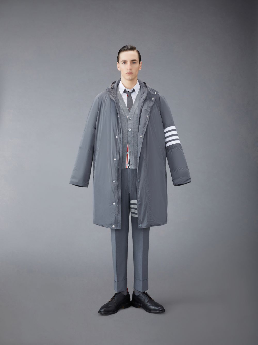 Cárdigan Thom Browne Wool Classic V-Neck Hombre Gris | BKW13L43110